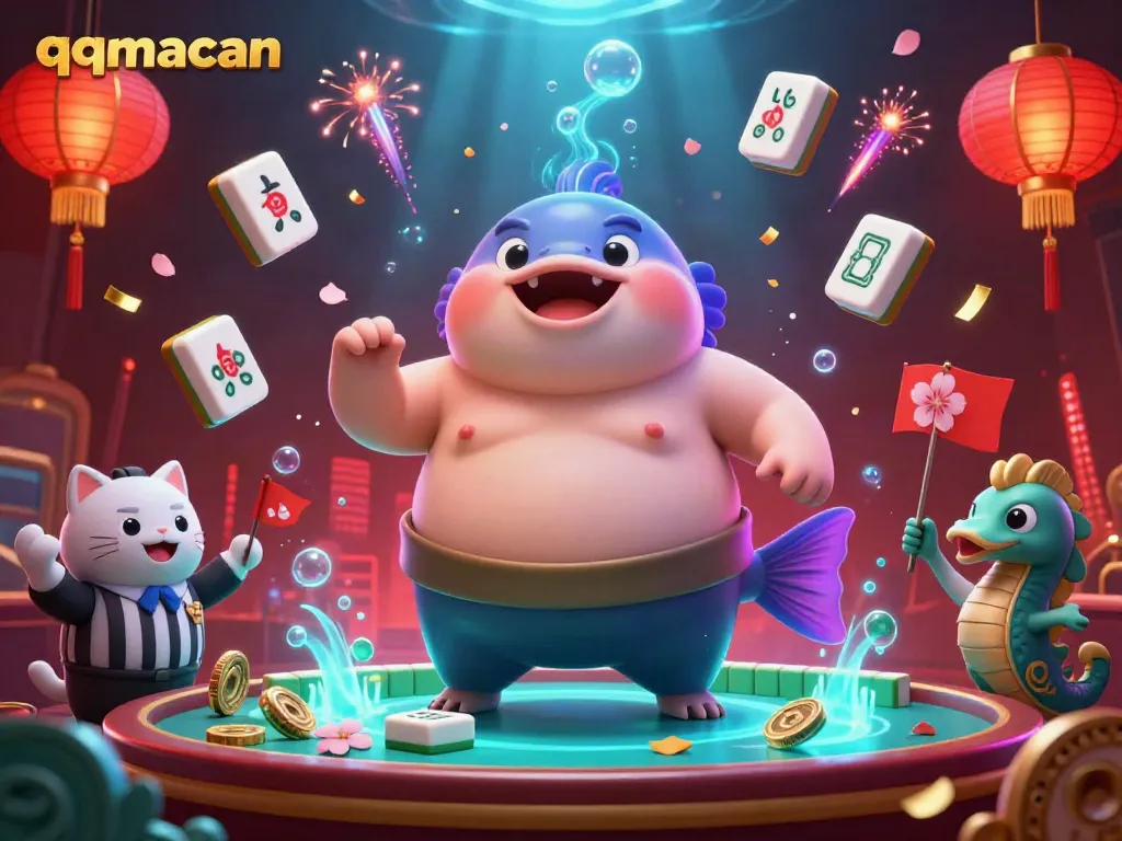 Experience the vibrant underwater gaming action at qqmacan with lively characters and festive decorations.