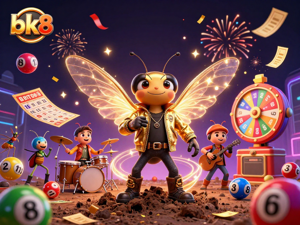Engage with bk8's vibrant atmosphere of excitement and fun, showcasing lively characters and casino elements.