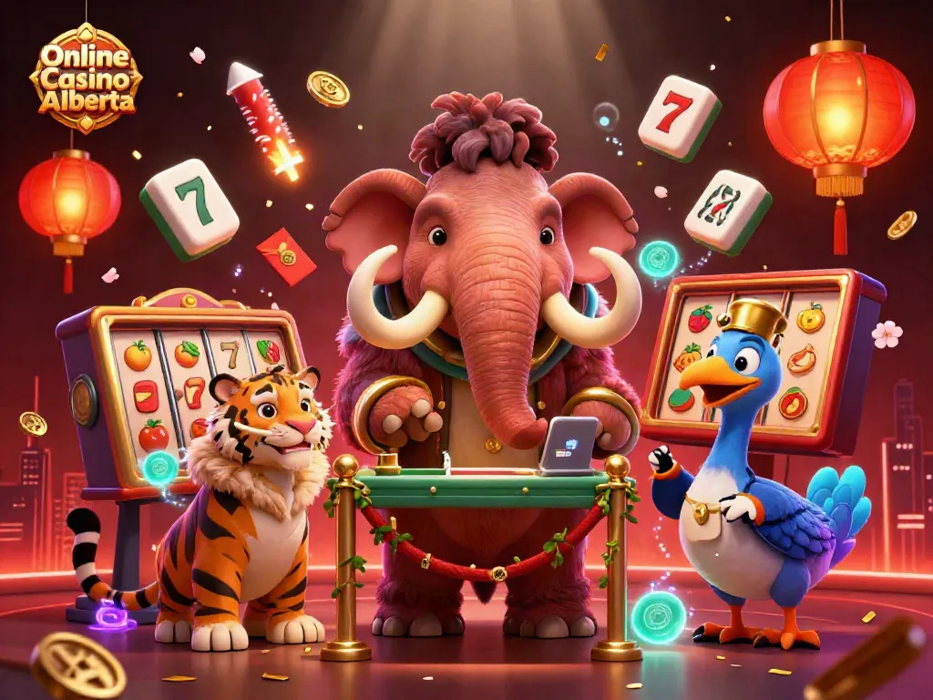 Immerse in the vibrant world of Online Casino Alberta with our 3D illustration depicting a lively casino scene.