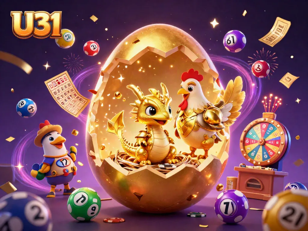 Engage with U31's thrilling lottery scene featuring a golden dragon and dynamic gameplay elements.