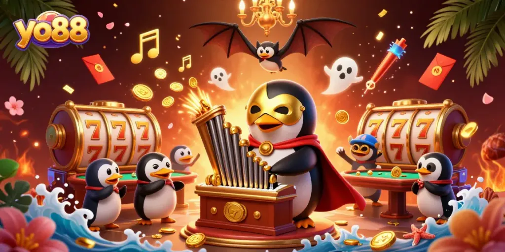 Experience yo88's whimsical casino adventure with animated characters and vibrant gaming elements.