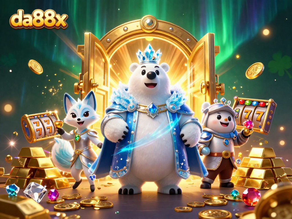 Experience the thrill of da88x with a dynamic online casino scene featuring treasure and slot elements.