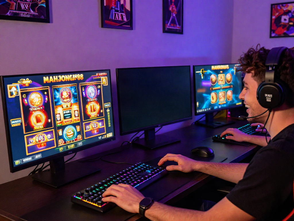 Exciting slot gaming environment featuring players on Slot MAHJONGJP88 platform with colorful visuals.