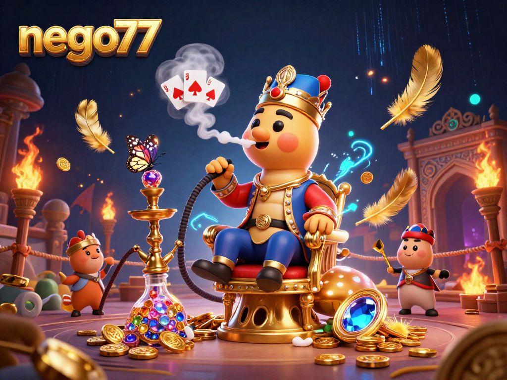 Experience thrilling gameplay at nego77 with colorful poker symbols and vibrant casino elements.