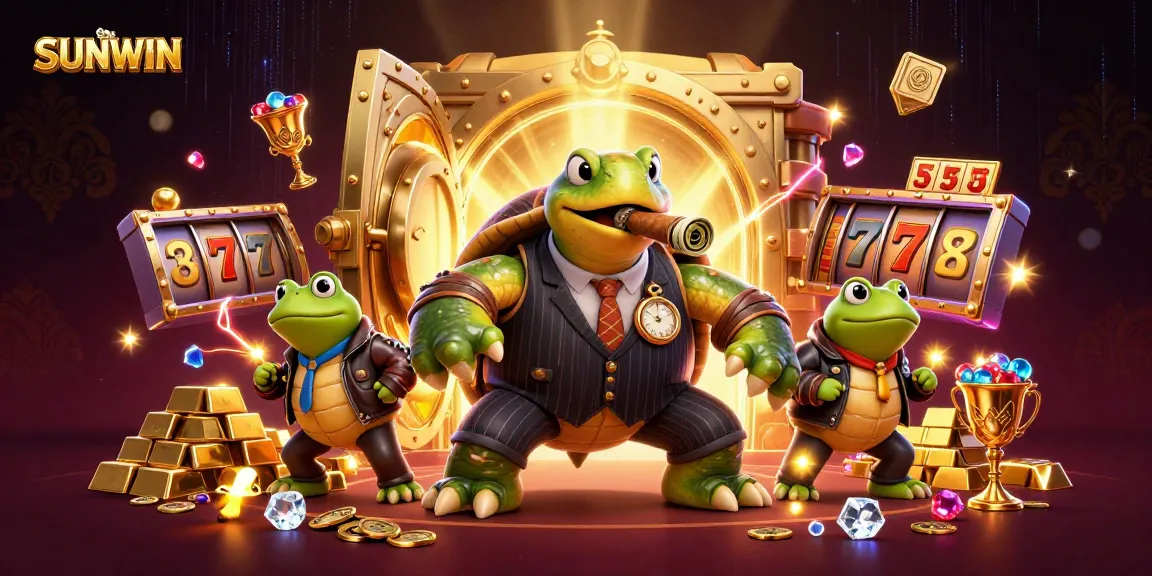 SUNWIN presents a dynamic casino scene with cartoon characters and vibrant game elements.