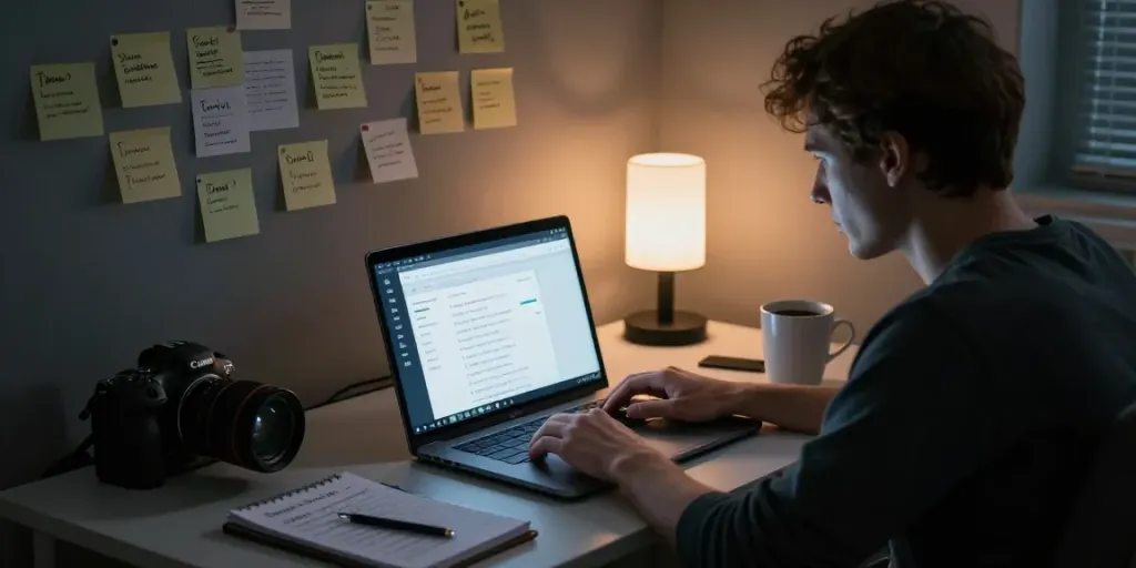 Exploring the hidden wiki on the dark web in a dimly lit environment.