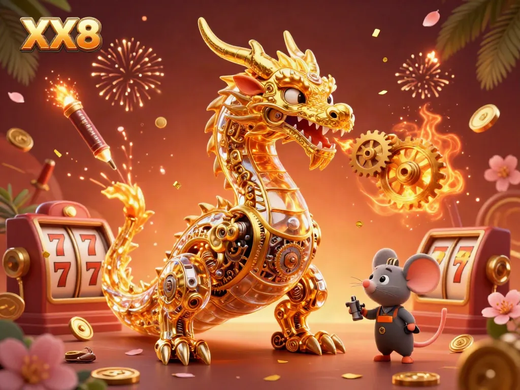 Experience thrilling entertainment with XX8's golden dragon and exciting slot reels.