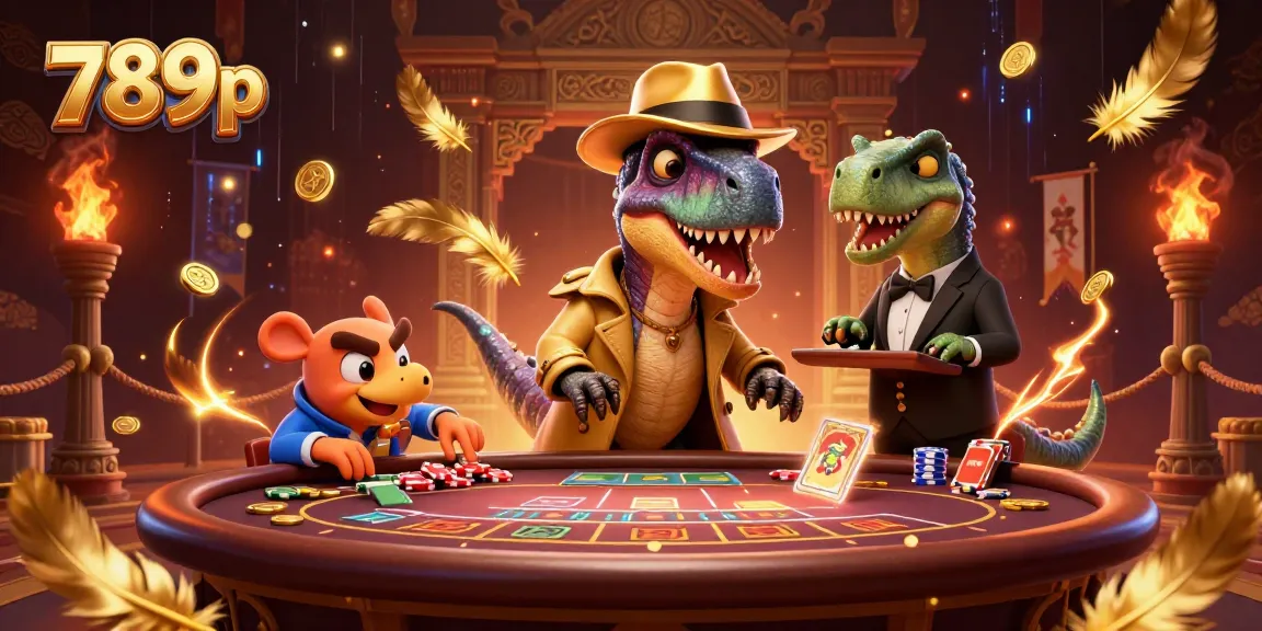 Experience high-stakes excitement at 789p with vivid cartoon characters engaging at a casino table.