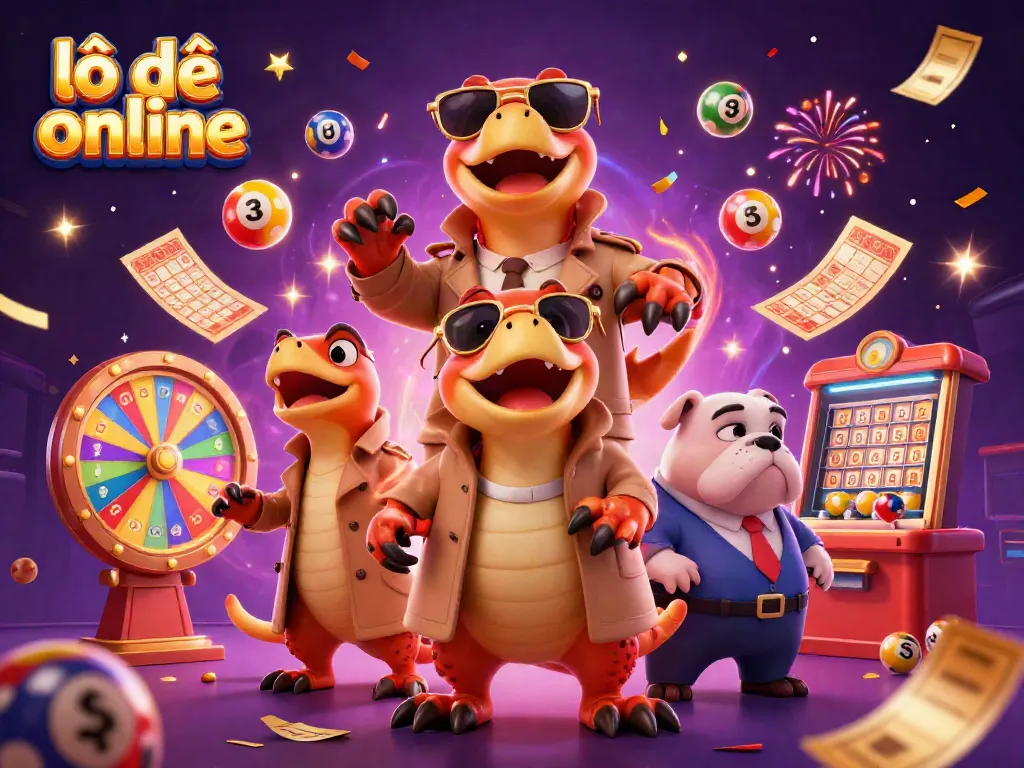 Experience thrilling lô đề online action with colorful lottery elements and playful characters in 3D.