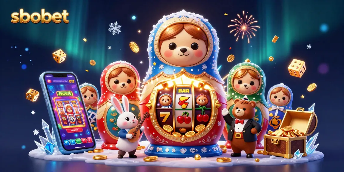 SboBet slot machine unleashing jackpot bursts amid cartoon bears and casino elements.