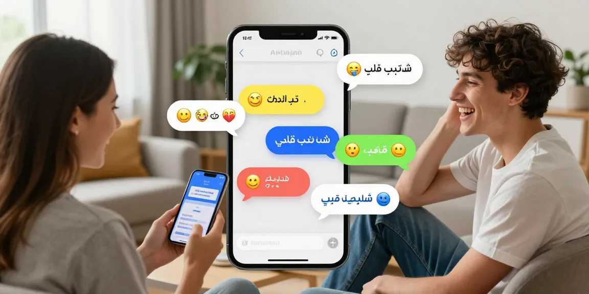 Young adults engaged in a vibrant chat conversation through شات تعب قلبي, showcasing a lively and cozy atmosphere.