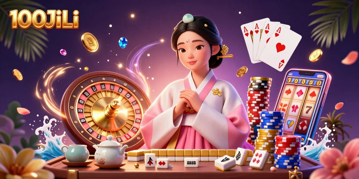 Experience the excitement of 100JiLi Casino with vibrant 3D gaming elements and an elegant atmosphere.