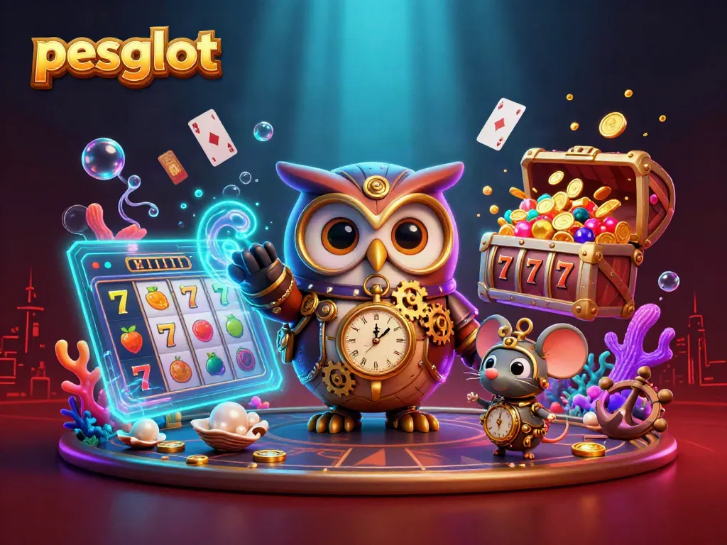 Experience the thrilling adventures of pesgslot with cartoon characters in a vibrant casino setting.