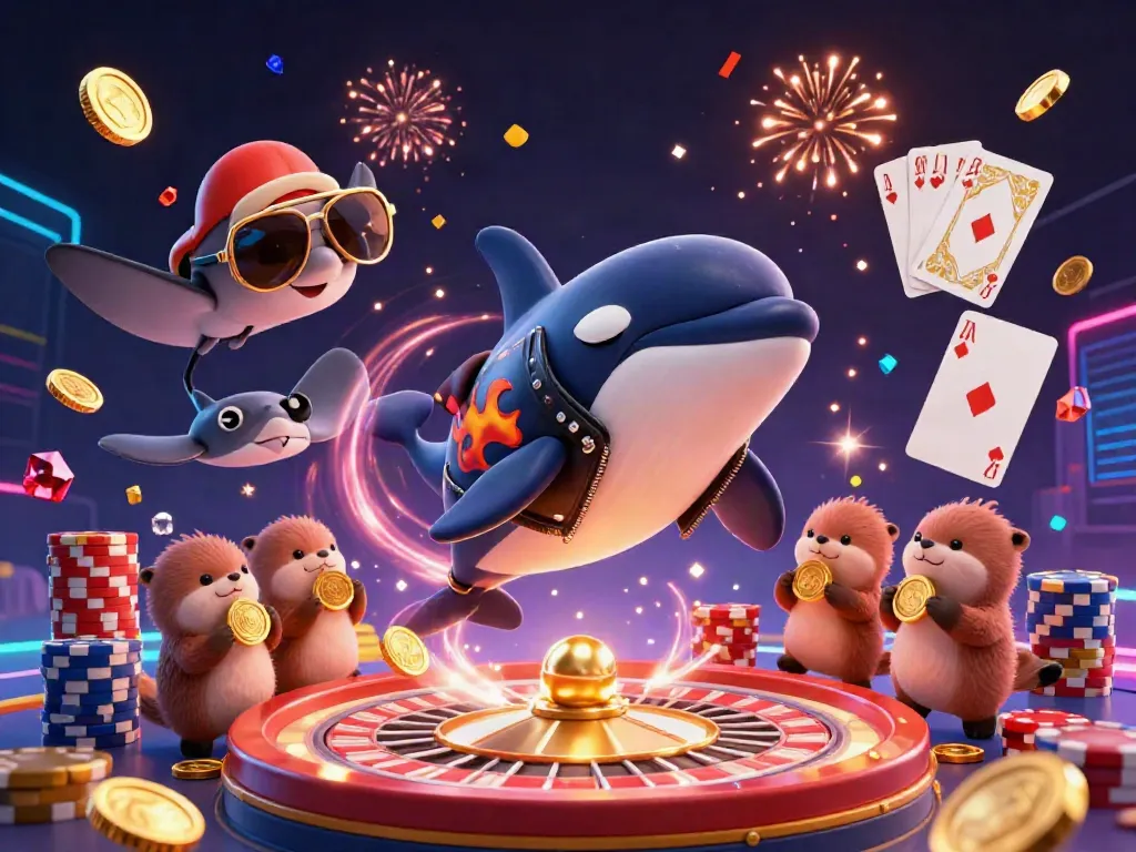 Experience the excitement of xoilac tv as a dynamic 3D scene comes alive with vibrant casino elements and cheerful characters.