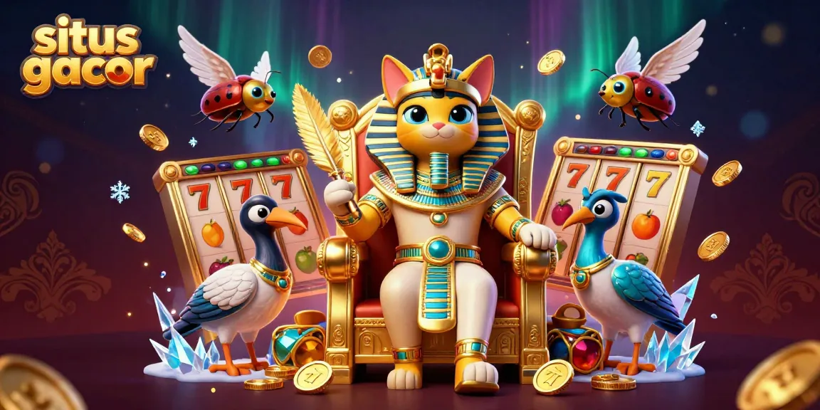 Visualisasi situs gacor dengan elemen slot yang menarik dan karakter mesir kuno, menang besar!