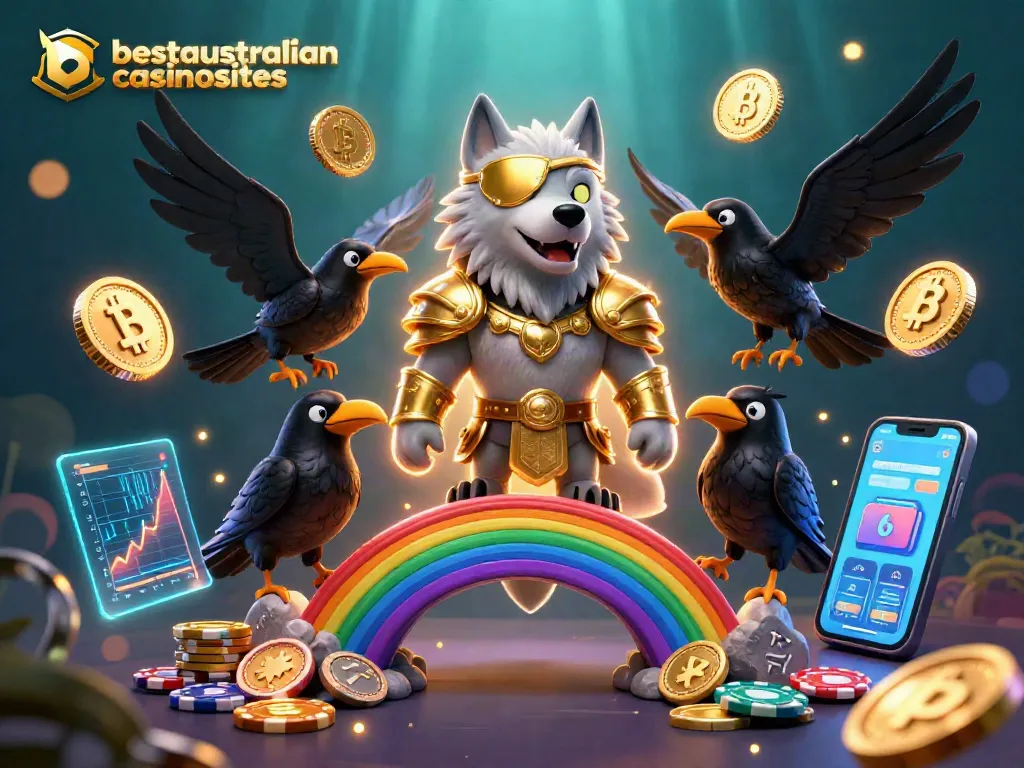 Experience exhilarating gameplay at bestaustraliancasinosites amid vibrant casino elements and glowing crypto.