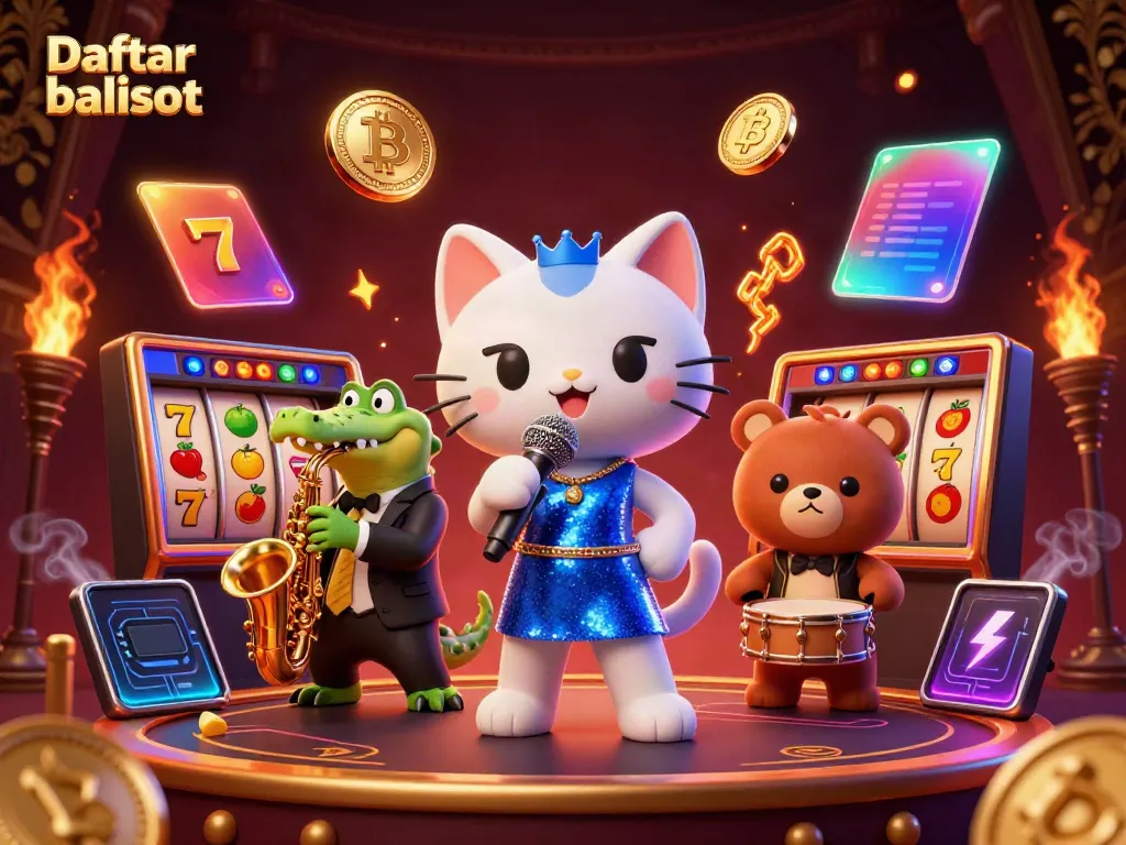 Play exciting games at Daftar balisot with vibrant 3D characters and dynamic slot symbols.