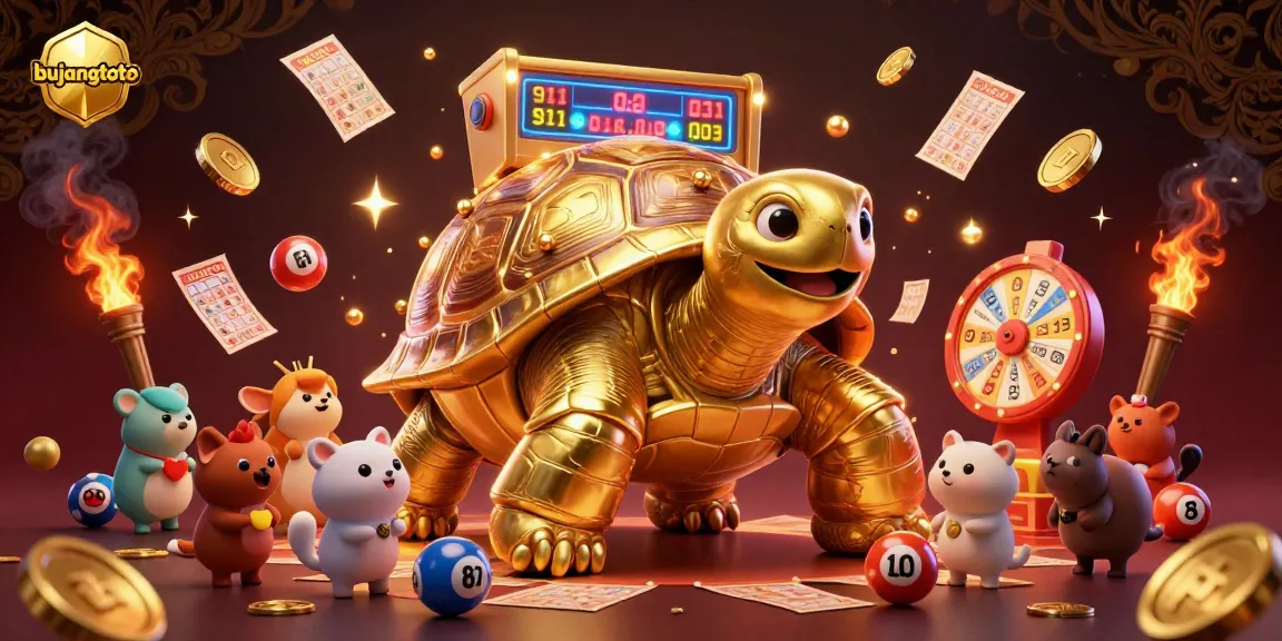 Bujangtoto's exhilarating online lottery scene with vibrant characters and dynamic elements.