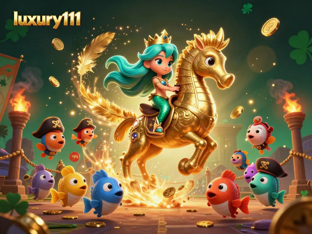 Engage with luxury111 in a vibrant 3D casino fantasy world filled with slot-inspired elements.
