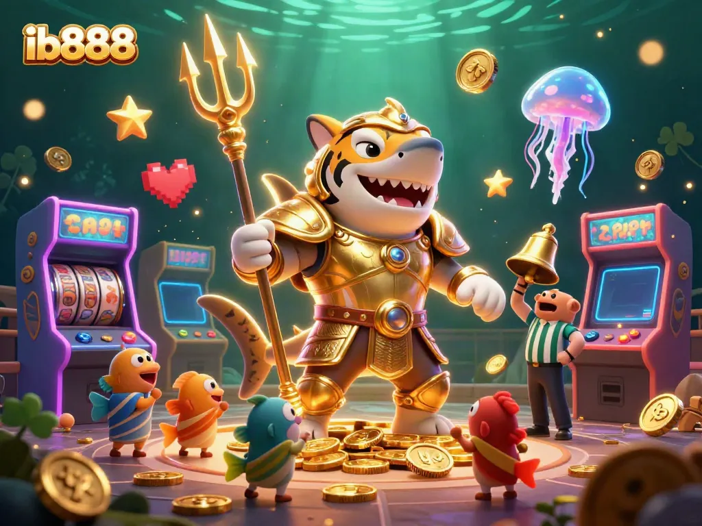 การเข้าสู่ระบบ ib888 ด้วยเกมคาสิโนและสัญลักษณ์ที่ส่องแสงในภาพ 3D