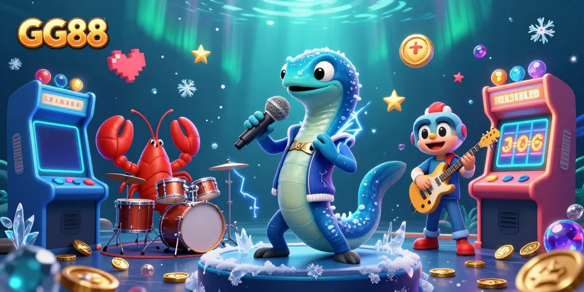 Experience high-energy entertainment at GG88's underwater casino featuring a DJ eel and vibrant game elements.