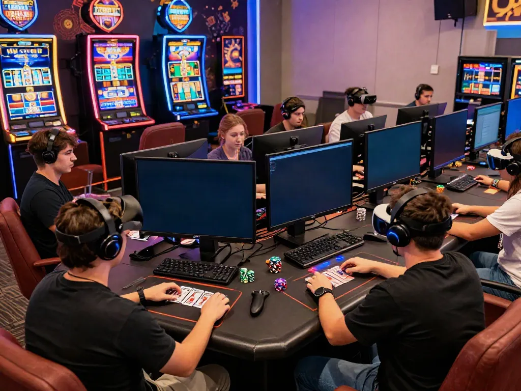Akunjp online gaming experience with friends in a modern gaming room filled with excitement.