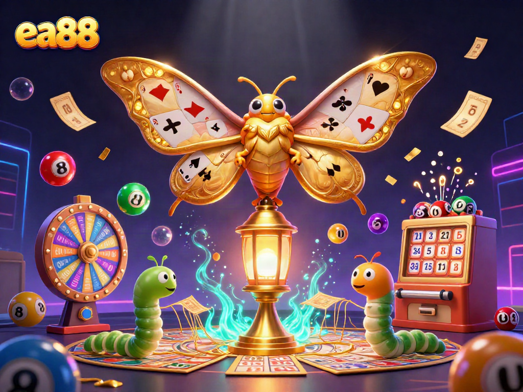 Experience excitement with ea88 through colorful lottery elements and a vibrant casino scene.