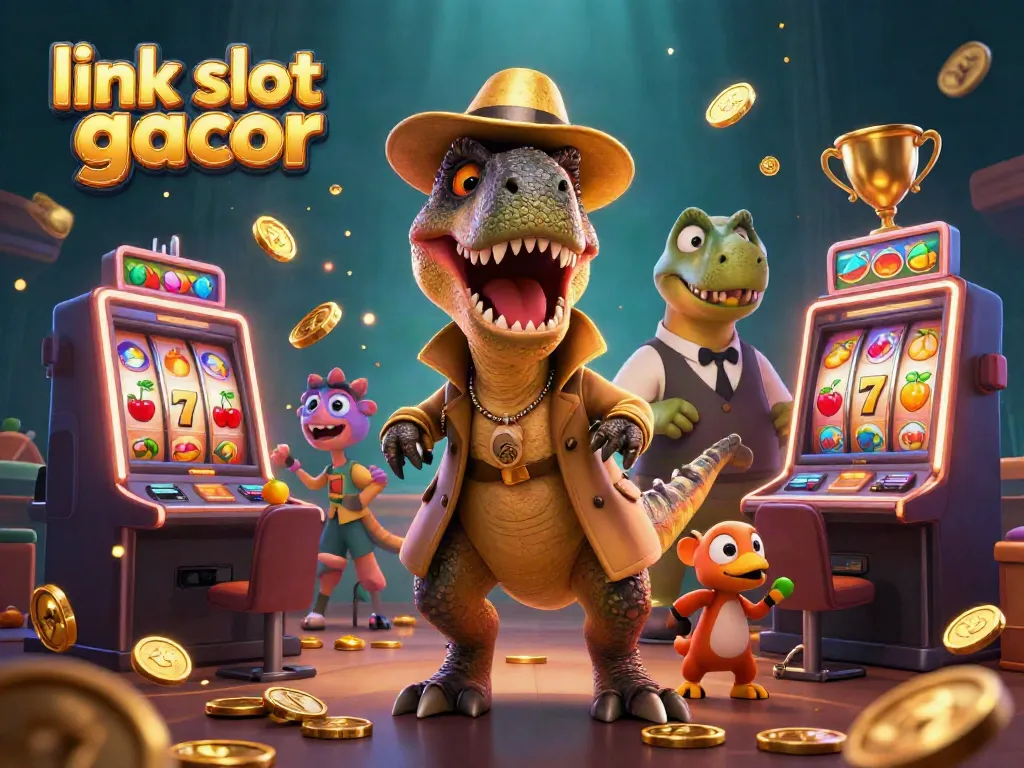 Experience thrilling gameplay with the link slot gacor, featuring dynamic cartoon characters and vibrant slot elements.