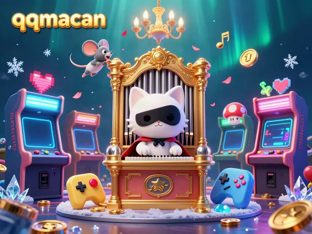 Experience qqmacan's vibrant casino adventure with a phantom cat, mouse acrobat, and dynamic gaming elements.