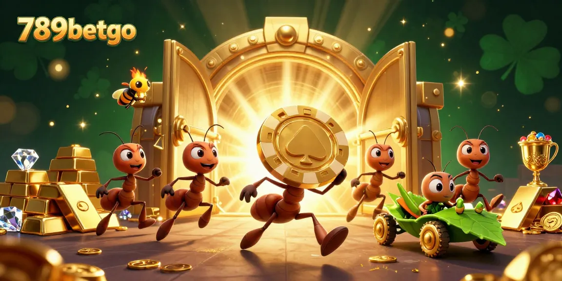 Engage with the thrilling 789betgo experience as ants carry a giant poker chip through a dazzling treasure tunnel.