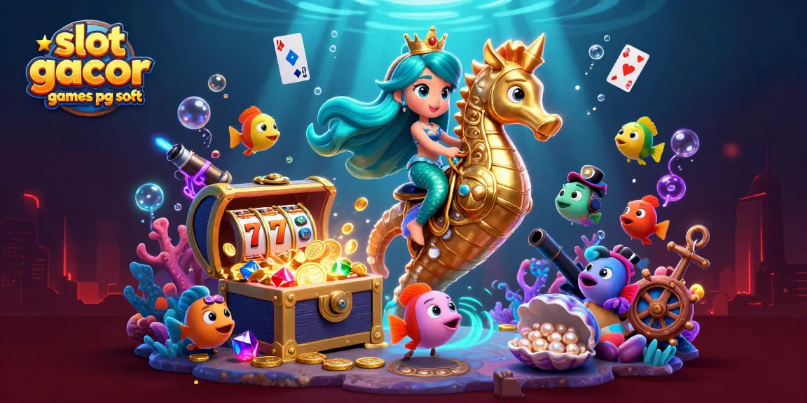 Engage in vibrant action with slot gacor games pg soft featuring colorful characters, slot elements, and aquatic treasures.