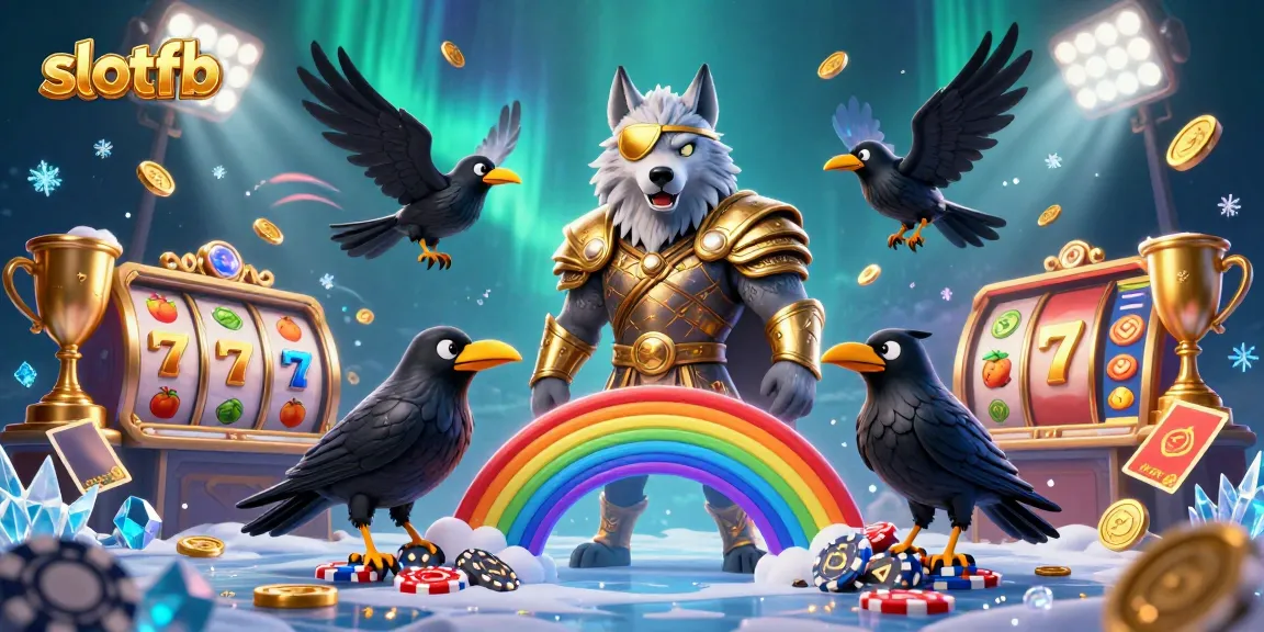 Engaging slotfb action featuring Odin wolf and ravens amidst slot gaming excitement.