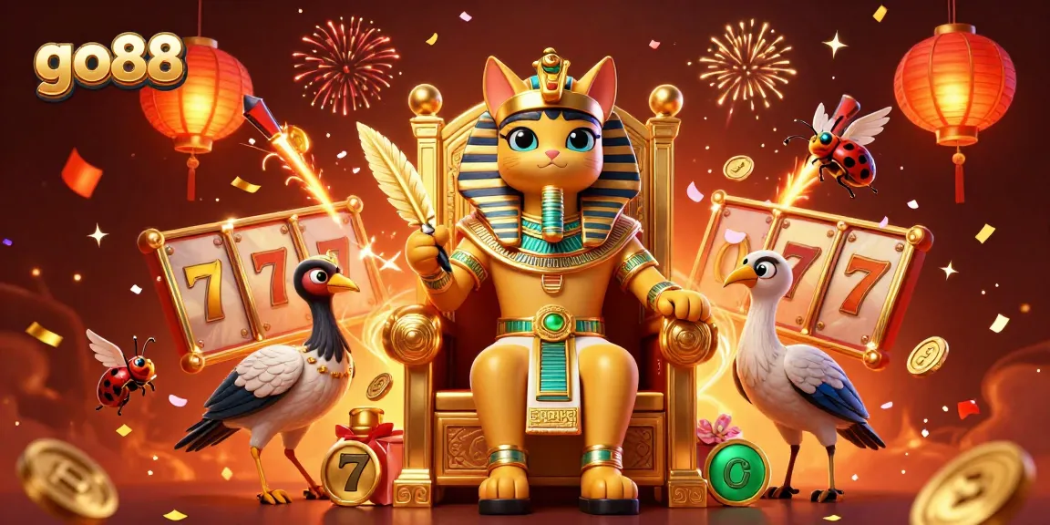 Experience the thrill of go88 with vibrant slot reels and rich casino elements in a stunning illustration.