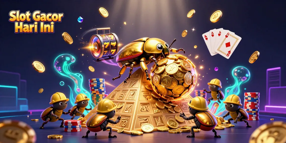 Spin the Slot Gacor Hari Ini reels with dynamic golden coins and vibrant casino elements.