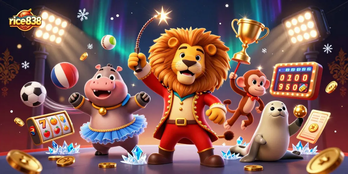Experience the excitement of rice838 with vibrant slot reels and dynamic characters in a casino scene.