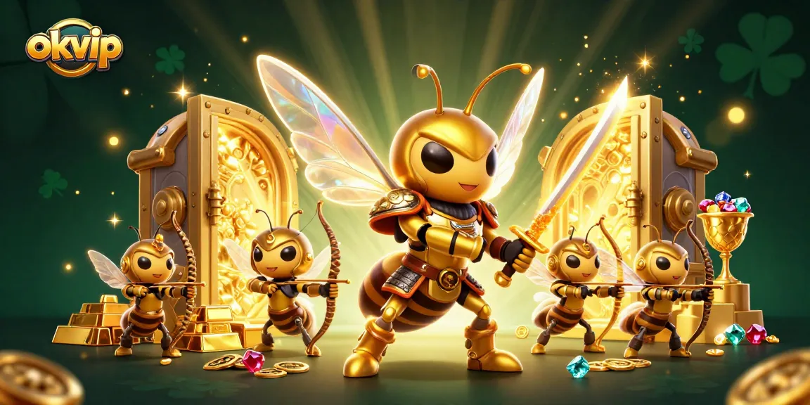 Experience thrilling gameplay with okvip in a vibrant, action-packed 3D casino fantasy scene.
