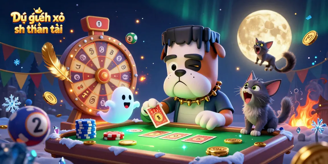Dự đoán xổ số thần tài brings luck with lively characters and lottery elements in a thrilling illustration.