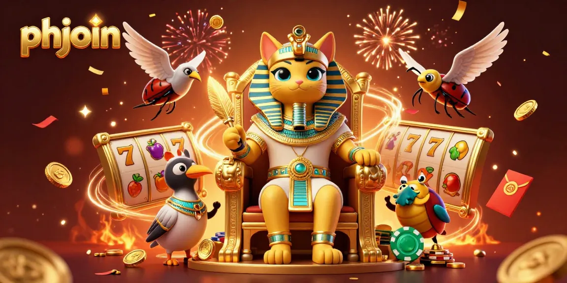 Experience the excitement at phjoin with this vibrant illustration of casino games and characters.